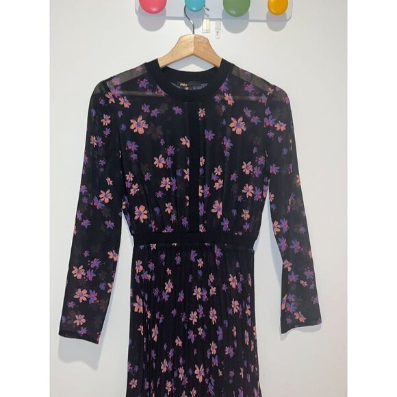 Maje Rivoline Pleated Chiffon Shirtdress Size Small - Picture 2 of 11